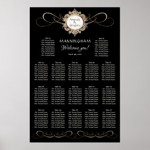 Einfache, elegante Goldwirbelstube Schwarze Hochze Poster