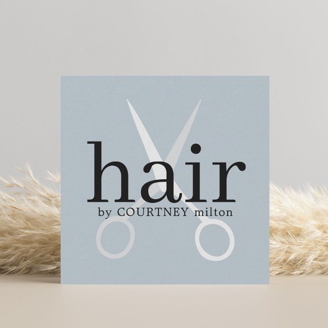 Einfache Elegante Grauschere Bold Hair Stylist Quadratische Visitenkarte (Von Creator hochgeladen)
