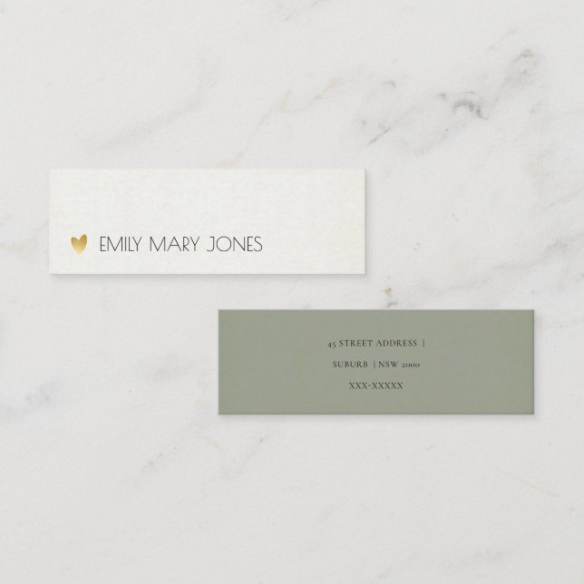 EINFACHE ELEGANTE GRAUTYPOGRAFIE-ADRESSE MINI VISITENKARTE (Vorne/Hinten)