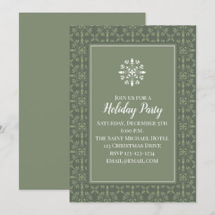 Einfache Elegante Green Snowflake Muster Classic Einladung