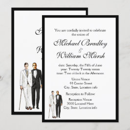 Einfache Elegante Groom und Groom Gay Wedding Einladung