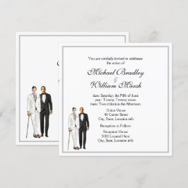 Einfache, elegante Groom und Groom Gay White Weddi Einladung