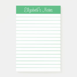 Einfache elegante grüne Bezeichnung Personalisiert Post-it Klebezettel