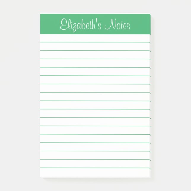 Einfache elegante grüne Bezeichnung Personalisiert Post-it Klebezettel (Vorderseite)