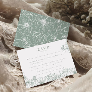 Einfache elegante grüne Gartenhochzeit RSVP Begleitkarte