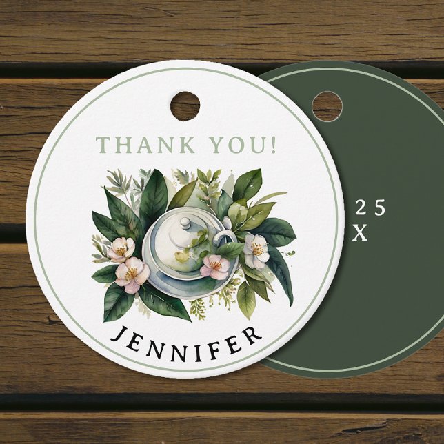 Einfache Elegante Grüne Rosa Blumenstrauß Tee Geschenkanhänger (Von Creator hochgeladen)