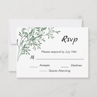 Einfache elegante Grünpflanzen RSVP Karte
