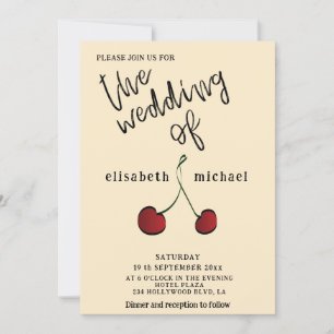 Einfache, elegante Hand gezeichnet whimsy roter Ki Einladung