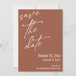 Einfache Elegante Handschrift Script Terracotta Save The Date