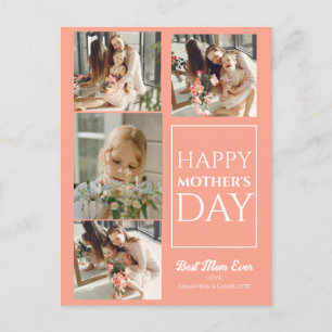 Einfache elegante Happy Mütter Tag Vier Foto Feiertagspostkarte