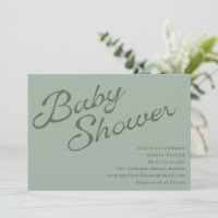 Einfache elegante hellgrüne Schrift Baby-Party