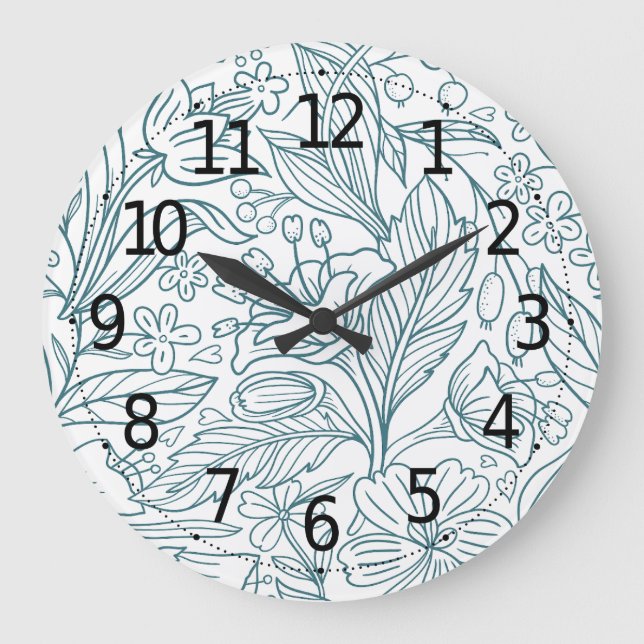 Einfache Elegante Hibiskus Blätter | Große Wanduhr (Vorderseite)