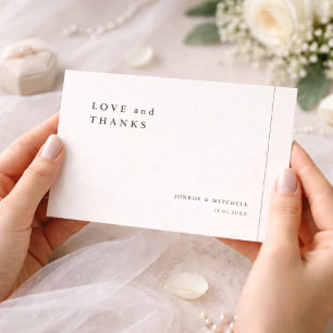 Einfache elegante Hochzeit Dankeskarten mit Notiz Dankeskarte