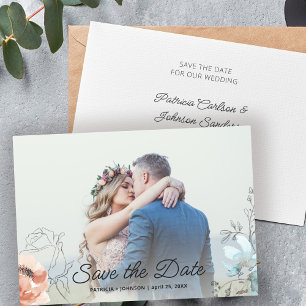 Einfache, elegante Hochzeit des modernen Fotos Save The Date