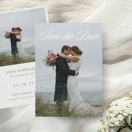 Einfache, elegante Hochzeit mit zwei Fotos Save The Date