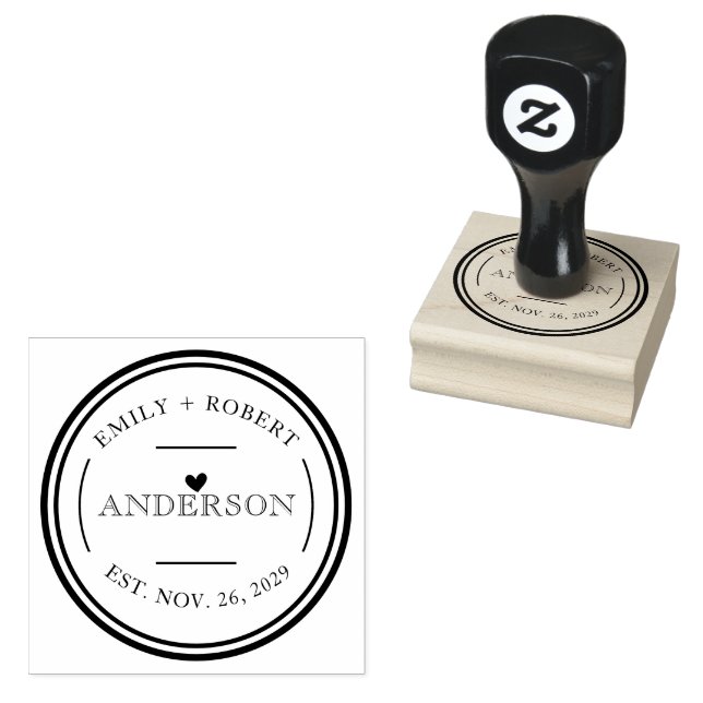 Einfache Elegante Hochzeit Personalisiert Gummistempel (Stempel)