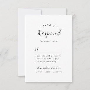 Einfache, elegante Hochzeit RSVP Karte