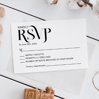 Einfache elegante Hochzeit RSVP Karte