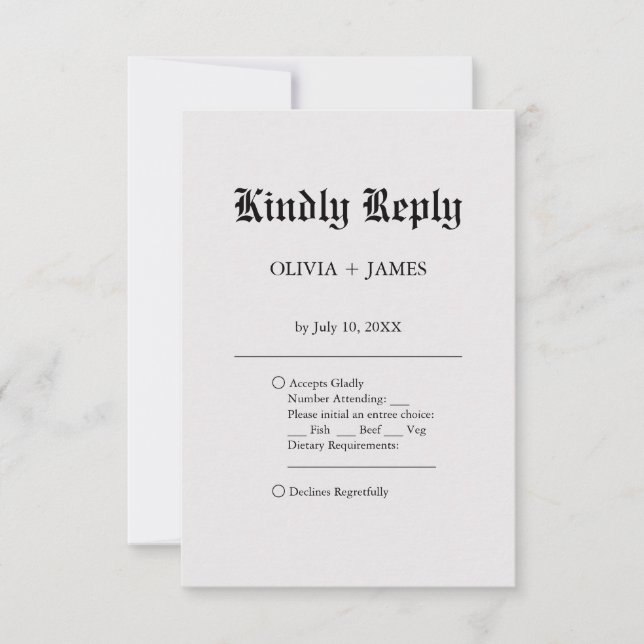 Einfache Elegante Hochzeit RSVP Karte (Vorderseite)