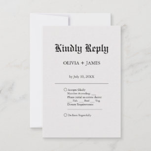 Einfache Elegante Hochzeit RSVP Karte