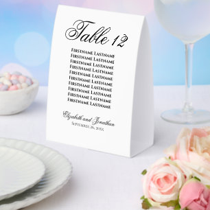 Einfache Elegante Hochzeit-Tischnummer mit Namen Tischaufsteller