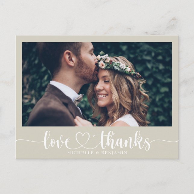 Einfache Elegante Hochzeit Vielen Dank Foto Postca Postkarte (Vorderseite)