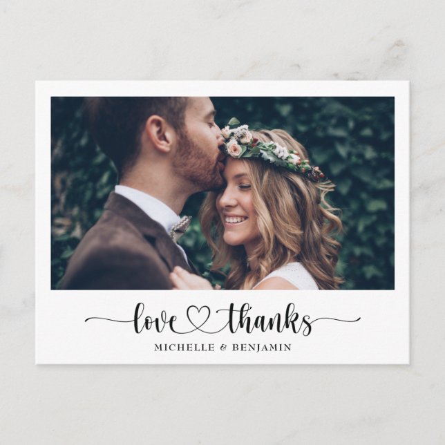 Einfache Elegante Hochzeit Vielen Dank Foto Postca Postkarte (Vorderseite)