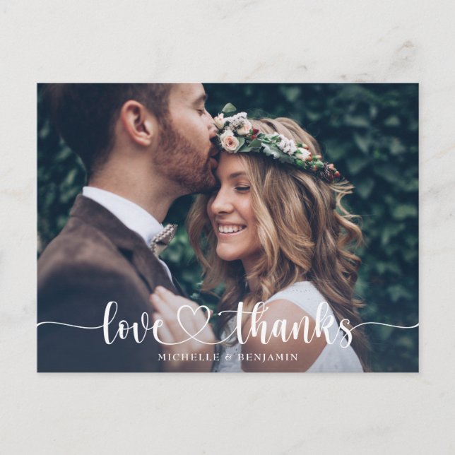 Einfache Elegante Hochzeit Vielen Dank Foto Postca Postkarte (Vorderseite)