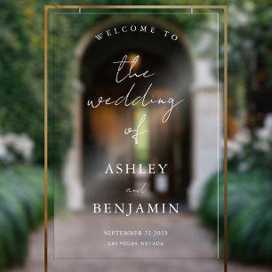 Einfache Elegante Hochzeit Willkommen Transparent Acrylschild