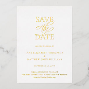 Einfache Elegante HochzeitGold Save the Date Folieneinladung