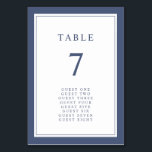 Einfache Elegante Hochzeitsstimmung - Tischnummer<br><div class="desc">Einfache,  elegante Hochzeitsstimmung. Diese elegante und minimalistische Tischnummer mit marineblau-blauem Doppelrahmen und marineblauer Schrift. (Dies ist Teil der botanischen Sammlung von Sage Green & Navy Blue,  die durch Klicken auf den obigen Link angezeigt werden kann.)</div>