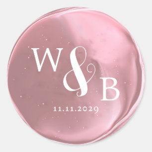 Einfache elegante Hochzeitswachssiegel monogrammie Runder Aufkleber