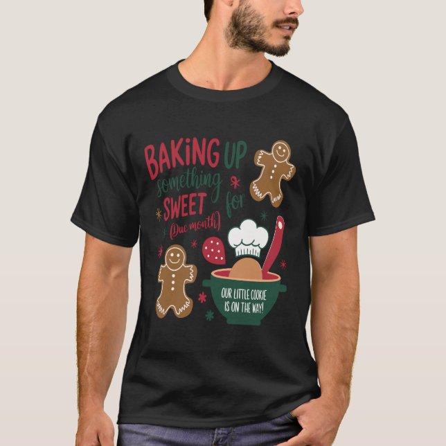 Einfache & elegante Holiday Pregnancy Reveal T-Shirt (Vorderseite)