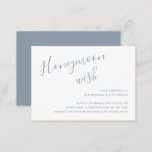 Einfache Elegante Honeymoon Wish Dusty Blue Weddin Begleitkarte<br><div class="desc">Einfache Hochzeitskarte mit "Honeymoon Wish" in einem handgeschriebenen, eleganten Drehbuch oben links, zusammen mit Ihrer persönlichen Nachricht in der rechten unteren Ecke. Alle Designelemente sind in staubblauer Farbe und können im Designbearbeitungstool geändert werden. Die schicke Handschrift fügt diesem minimalistischen Design eine romantische Touch hinzu. Diese Einschließungskarte ist eine nette Möglichkeit,...</div>