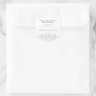 Einfache Elegante Hütte Food Labels Quadratischer Aufkleber
