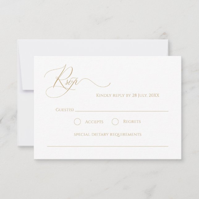 Einfache elegante Imitate der Kalligraphie RSVP Karte (Vorderseite)