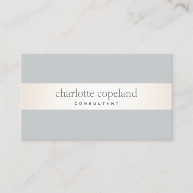 Einfache Elegante Ivory Stripe Grau Beruflich Visitenkarte (Vorderseite)
