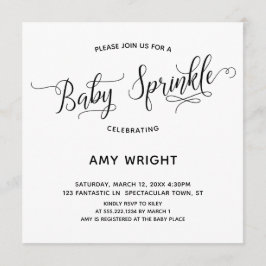 Einfache, elegante Kalligrafie Baby Sprinkle Einladung
