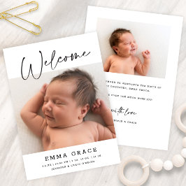 Einfache Elegante Kalligrafie Begrüßung Baby Birth Ankündigung