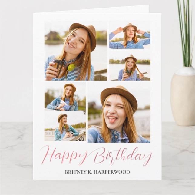 Einfache Elegante Kalligrafie Geburtstag Stilvolle Karte (Vorderseite)