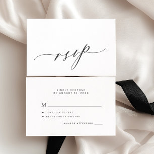 Einfache elegante Kalligrafie-Hochzeit RSVP Karte