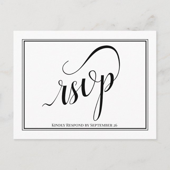 Einfache elegante Kalligrafie Hochzeit RSVP Postkarte (Vorderseite)