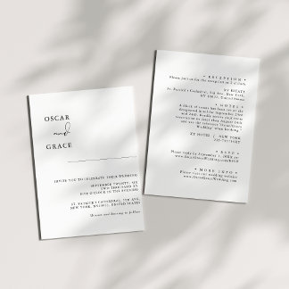 Einfache elegante Kalligrafie in einer Hochzeit Einladung