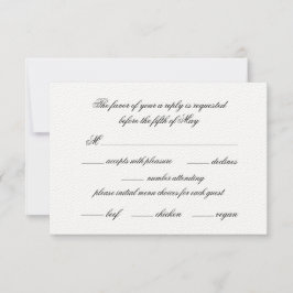 Einfache Elegante Kalligrafie mit Menüauswahl RSVP Karte