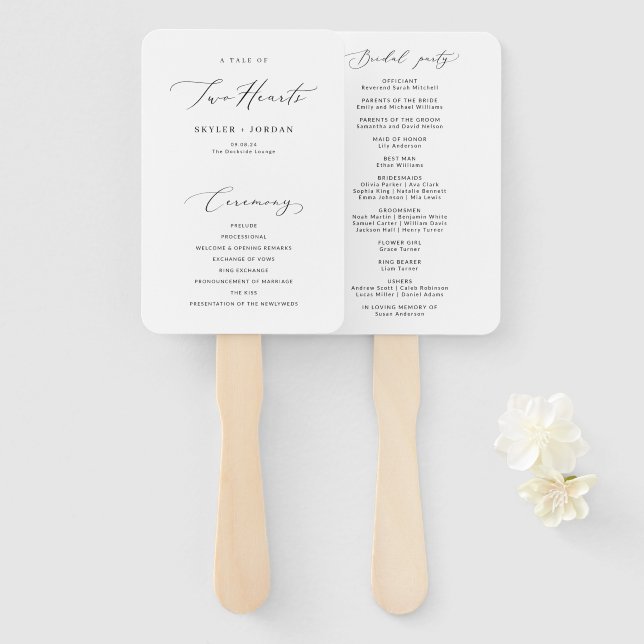 Einfache elegante Kalligrafie Modernes Hochzeitspr Fächer (Vorne und Hinten)