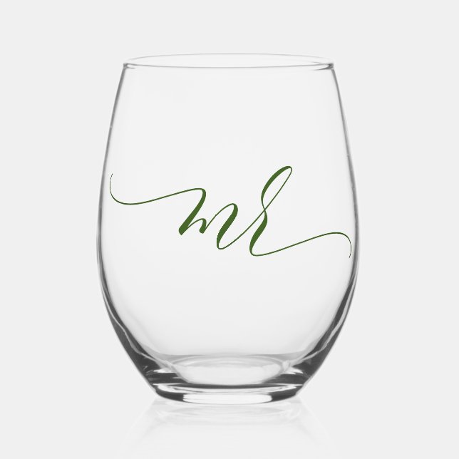 Einfache Elegante Kalligrafie Mr. Weinglas Ohne Stiel (Vorderseite)