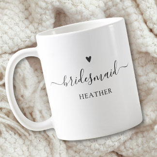 Einfache elegante Kalligrafie-Schrift Brautjungfer Kaffeetasse