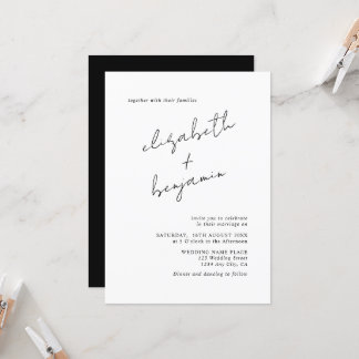 Einfache elegante Kalligrafie-Schrift Hochzeit Einladung