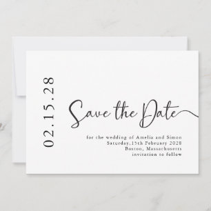 Einfache Elegante Kalligrafie Schriftart Schwarz & Save The Date
