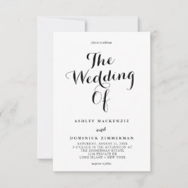 Einfache elegante Kalligrafie Schwarz & Weiß Hochz Einladung